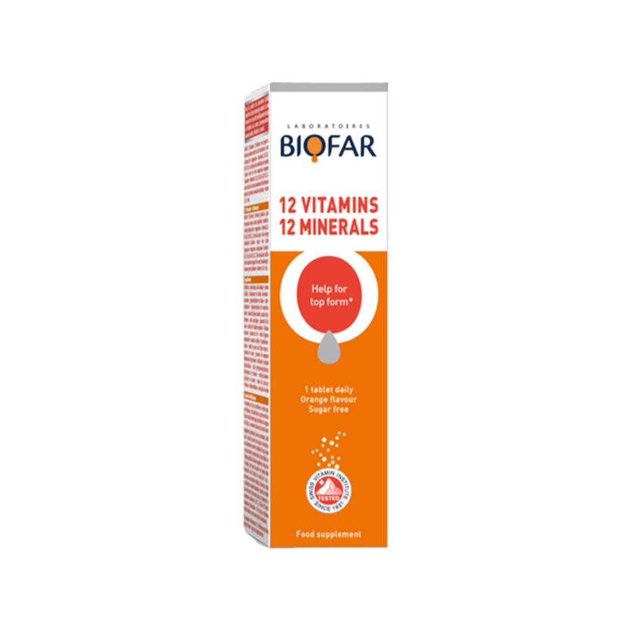 ألياف حيوية، ١٢ فيتامين، ١٢ معدن، خالي من السكر، بنكهة البرتقال-BIOFAR 12 VITAMINS 12 MINERALS SUGARFREE ORANGE FLAVOUR