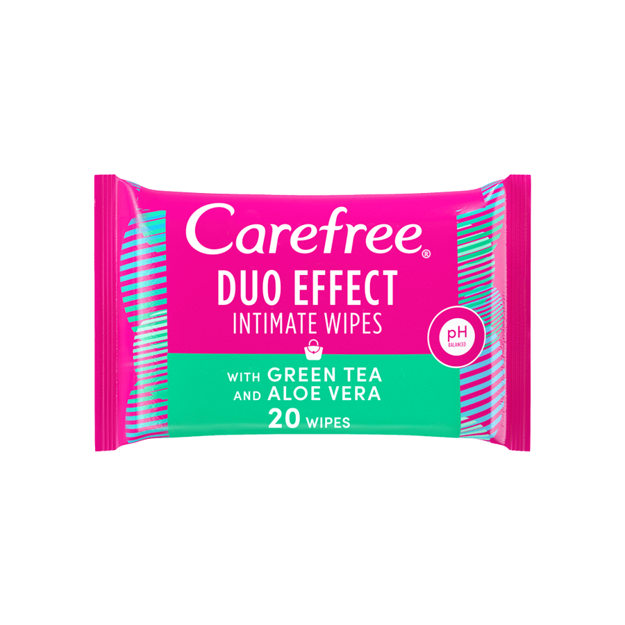 كيرفري مناديل للسيدات 20 حبة بالشاي الأخضر والصبار-CAREFREE DUO EF INTIMATE WIPES 20PCS (GREEN TEA ALOE)