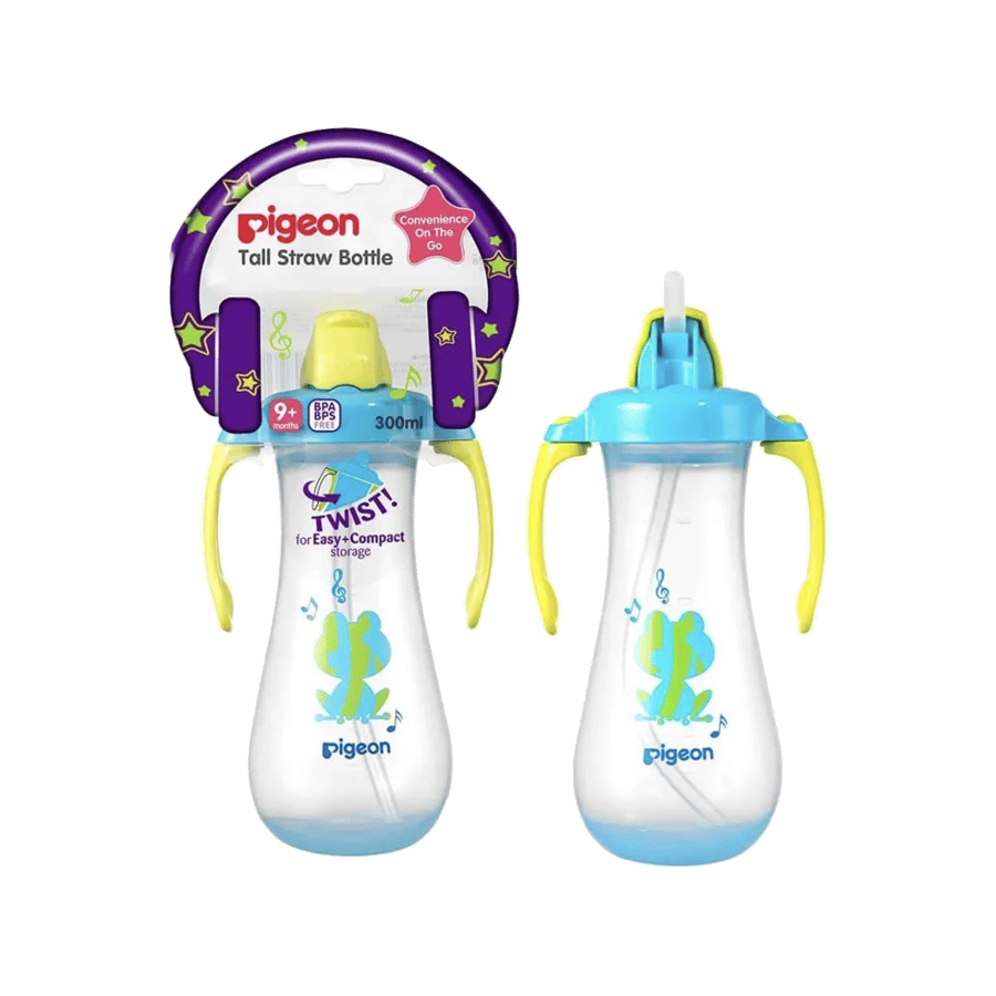 زجاجة بيجون طويلة من القش باللون الأزرق 300 مل-PIGEON TALL STRAW BOTTLE BLUE 300ML