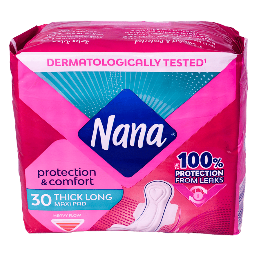 فوطة صحية ماكسي سميكة وطويلة من نانا، 30 بوصة-NANA THICK LONG MAXI PAD 30'