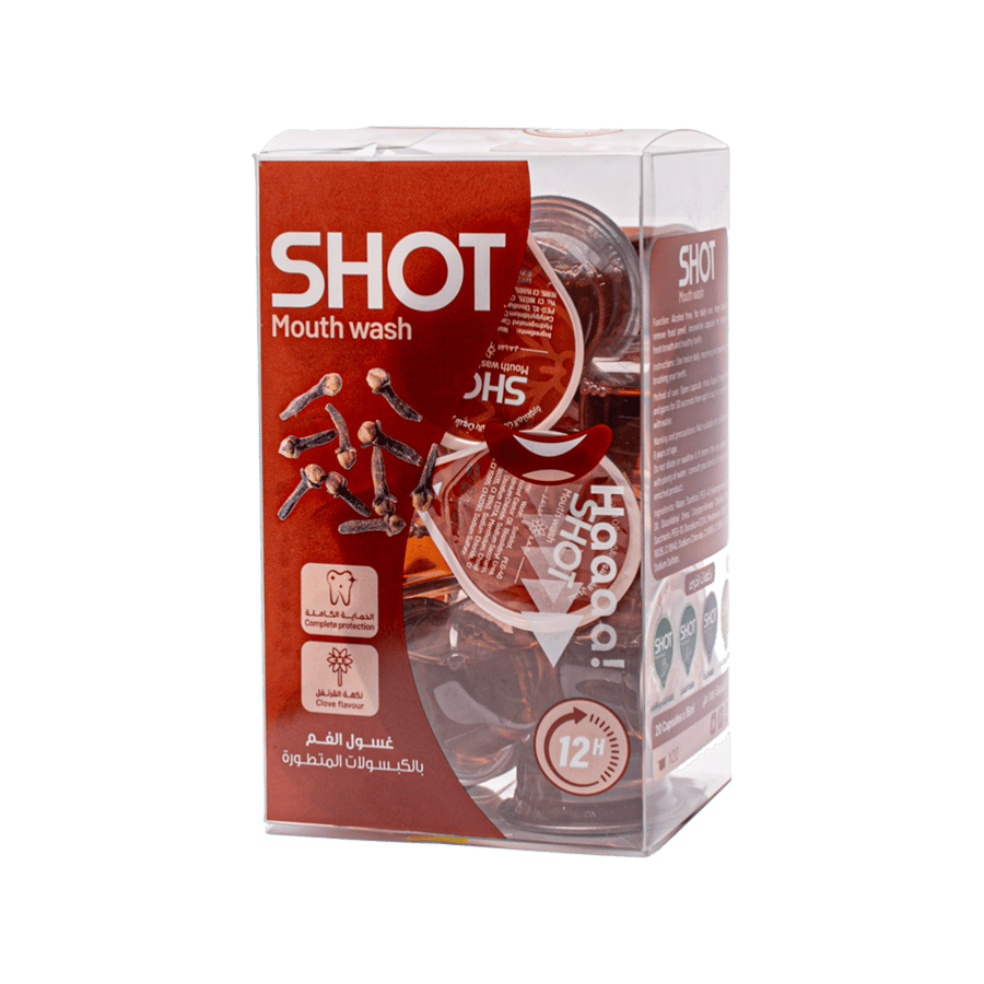 غسول فم شوت بنكهة القرنفل 20×15 مل-SHOT MOUTH WASH CLOVE FLAVOUR 20X15ML