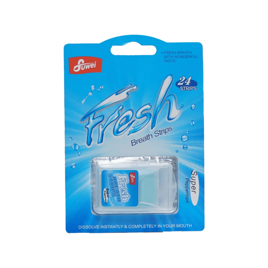 شرائط فريش بريث  منعشة للفم بنكهة النعناع الفائق 24 قطعة-FRESH BREATH STRIPS SUPER PAPERMINTS 24'