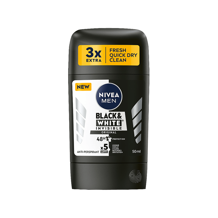 نيفيا ستيك مزيل للتعرق للرجال 50 مل ابيض واسود-NIVEA STICK BLACK & WHITE ORIGINAL MEN 50ML