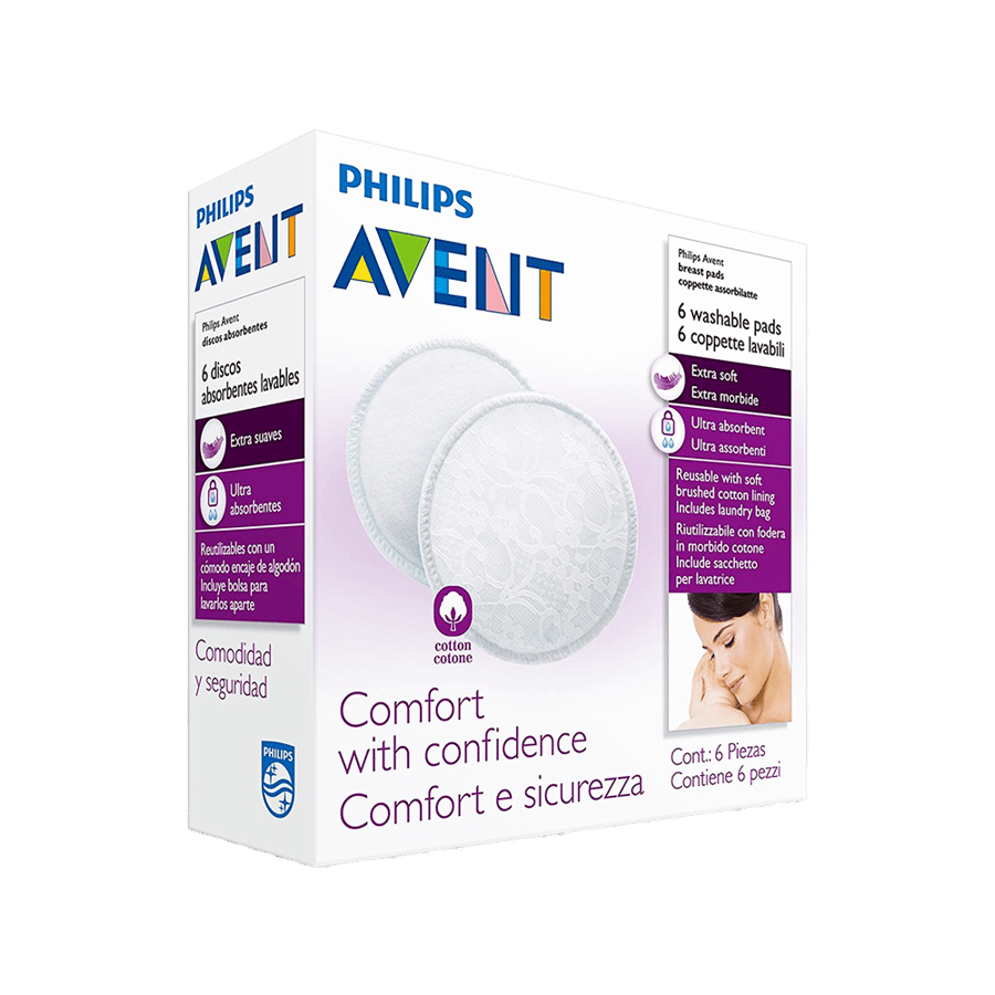 افنت وسائد للثدي قابلة للغسل 6 حبات-AVENT WASHABLE PADS 6''S