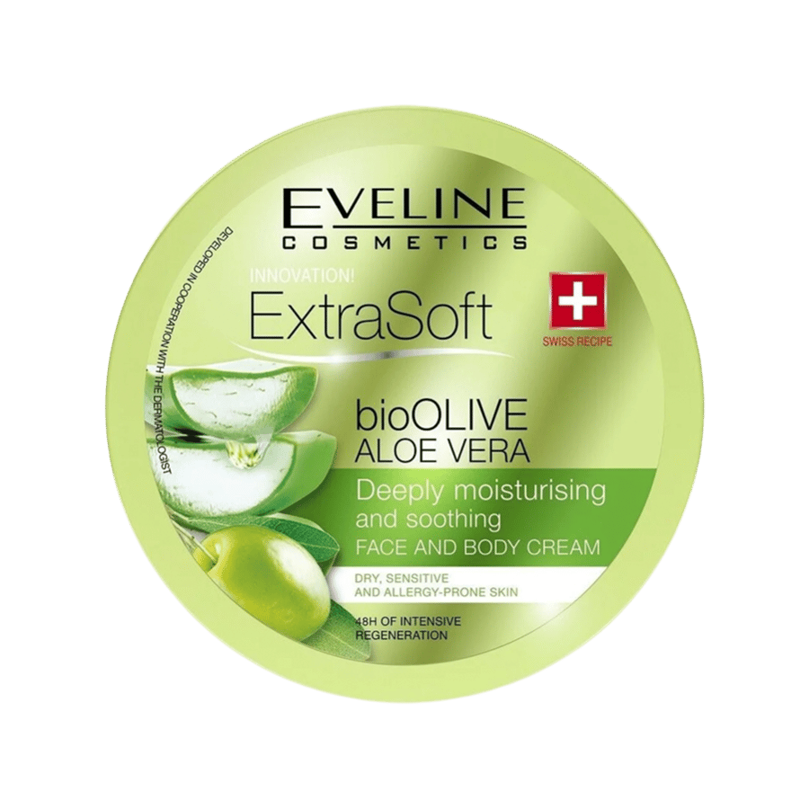 كريم إيفلين إكسترا سوفت للوجه والجسم بخلاصة الصبار 175 مل EVELINE EXTRA SOFT ALOEVERA FACE&DODY CREAM 175ML