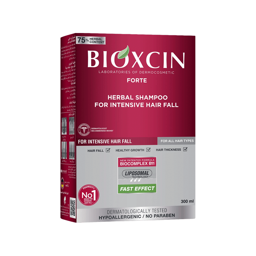 شامبو بيوكسين العشبي لعلاج تساقط الشعر الشديد 300 مل BIOXCIN HERBAL SHAMPOO FOR INTENSIVE HAIR FALL 300 ML