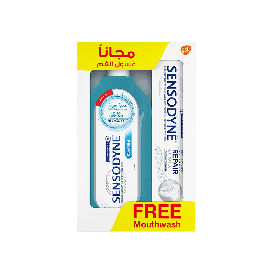 سنسوداين معجون مع مضمضة لتبييض و معالجة الأسنان 75 مل-SENSODYNE REPAIR WHITENING 75 ML + M/W