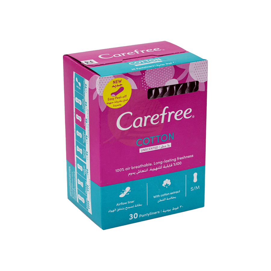 كيرفري فوط صحية نسائية قطنية 30 حبة-CAREFREE COTTON EXTRACT 30''