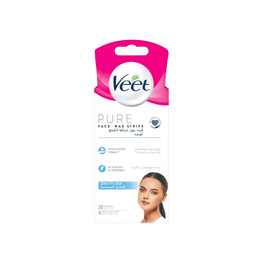 فيت شرائح بيور حساس 100 مل-VEET PURE FACE WAX STRIPS SENSITIVE 20''