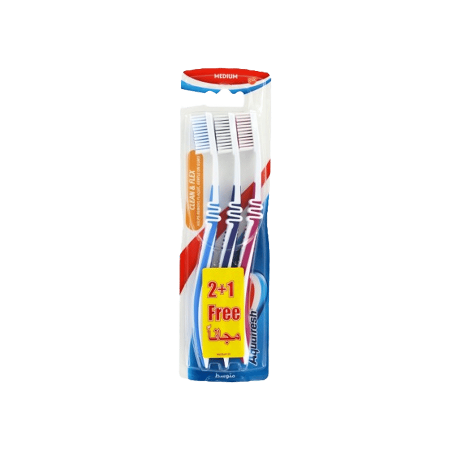 Aquafresh toothbrush (cleaning + flexibility) medium 2+1 - Aquafresh Clean & Flex (M) 2+1