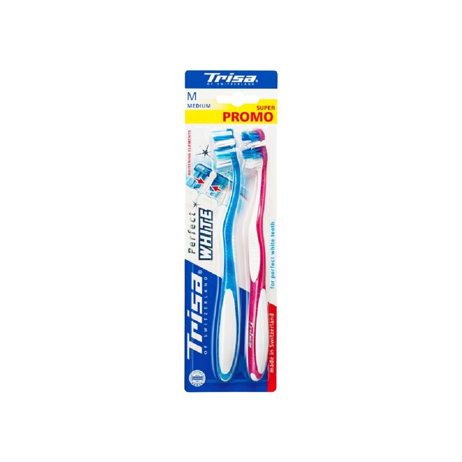 تريسا فرشاة أسنان - حجم متوسط 2 قطعة-TRISA T/B PERFECT WHITE (M) 1+1 2PSC.