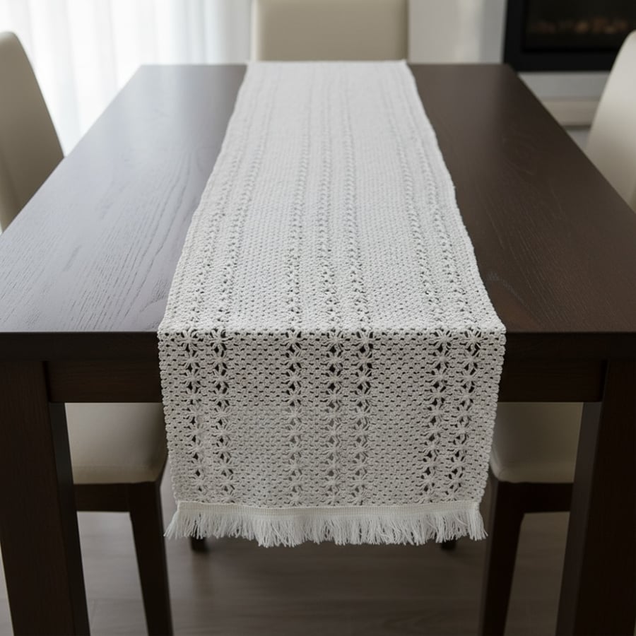 مفرش طاولة دانتيل وسط طويل ٣٠*١٨٠ سم