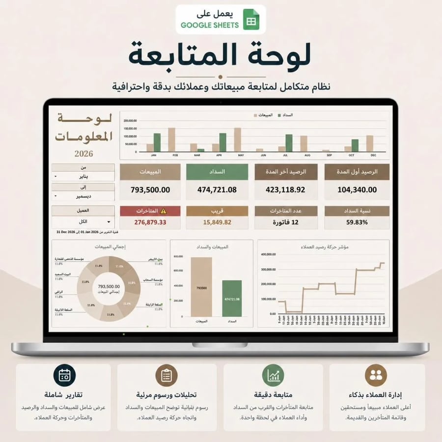 قالب إدارة المبيعات وأرصدة العملاء |الإحترافي