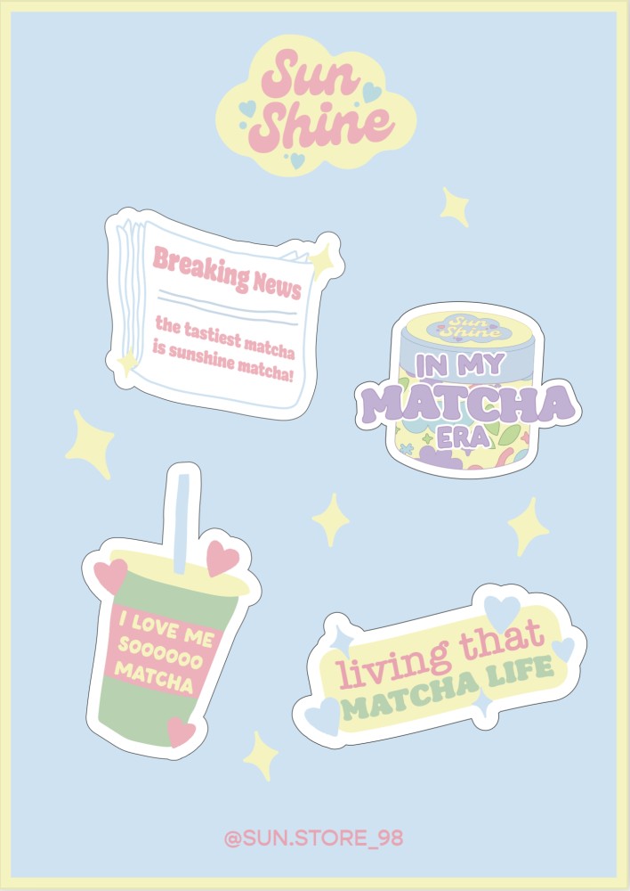 Matcha sunshine stickers