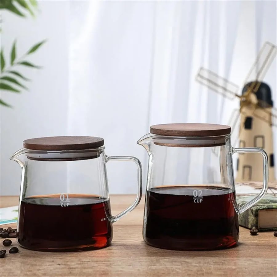 سيرفر زجاجي شفاف مع غطاء خشبي - 600ml | Grano