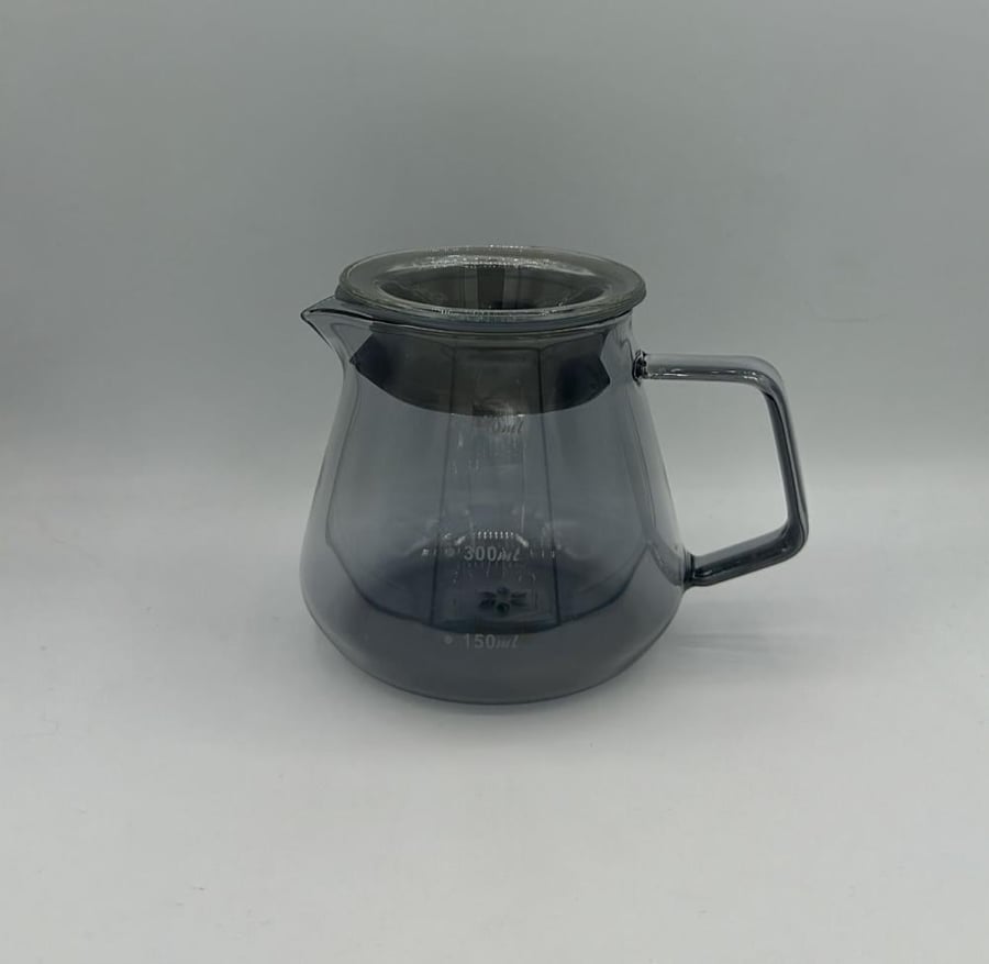 سيرفر V60 زجاجي اسود مع غطاء 450 مل كوف مقاوم للحرارة