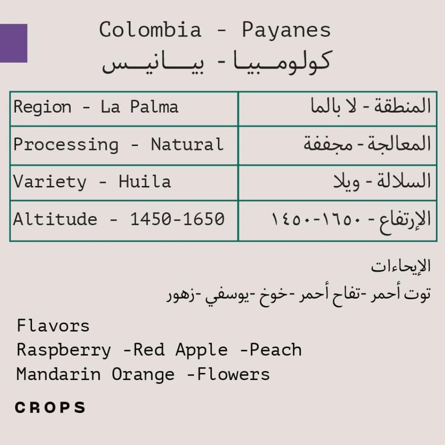 قهوة كولومبيا بيانيس من محمصة كروبس 250G
