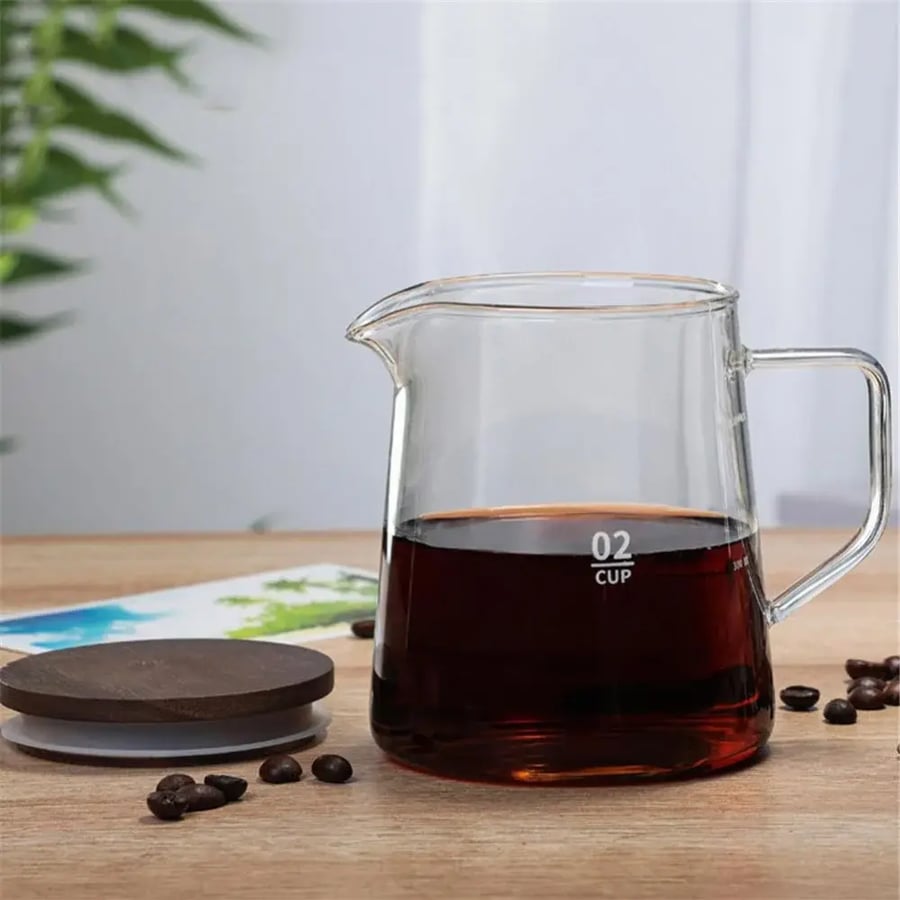 سيرفر زجاجي شفاف مع غطاء خشبي - 600ml | Grano