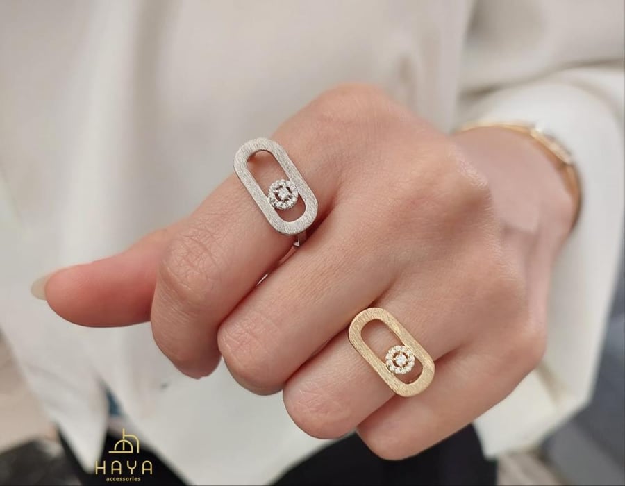 طقم ميسكا الفاخر بلون الذهب المطفي (اسوارة + خاتم)