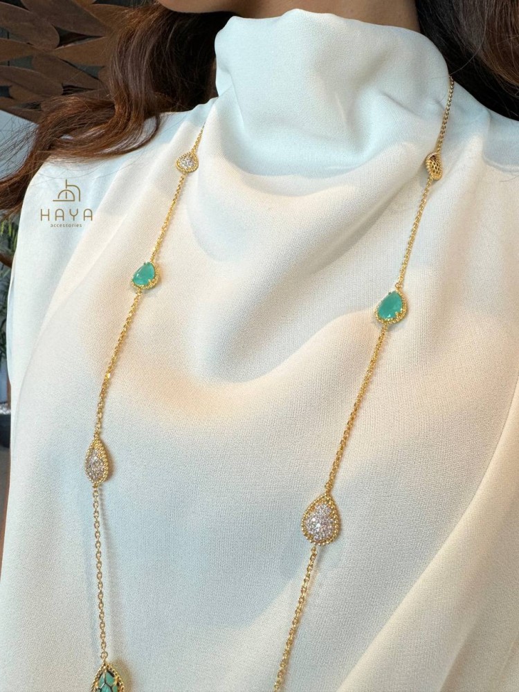 طقم (سلسال طويل + حلق) مطليين