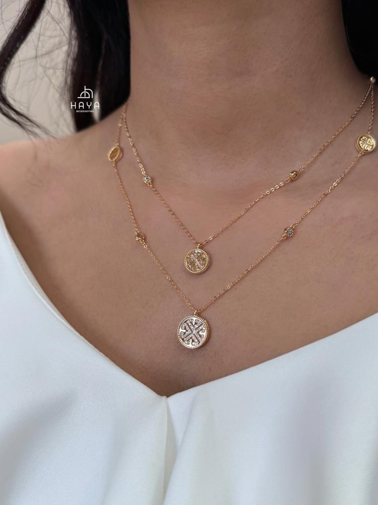 سلسال دورين مطلي ومزين بالزركون