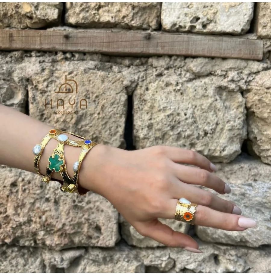 طقم (اسوارة + خاتم) مرنين ومطليين