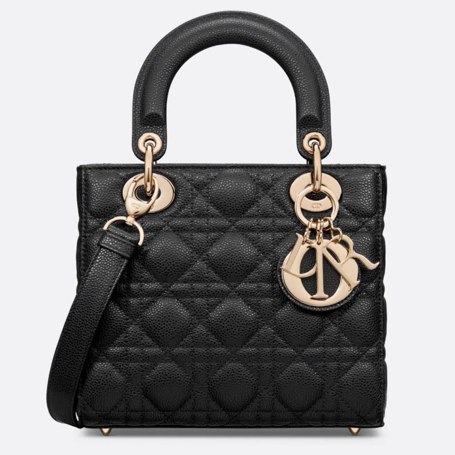 SMALL LADY DIOR BAG Black Grained Cannage Calfskin