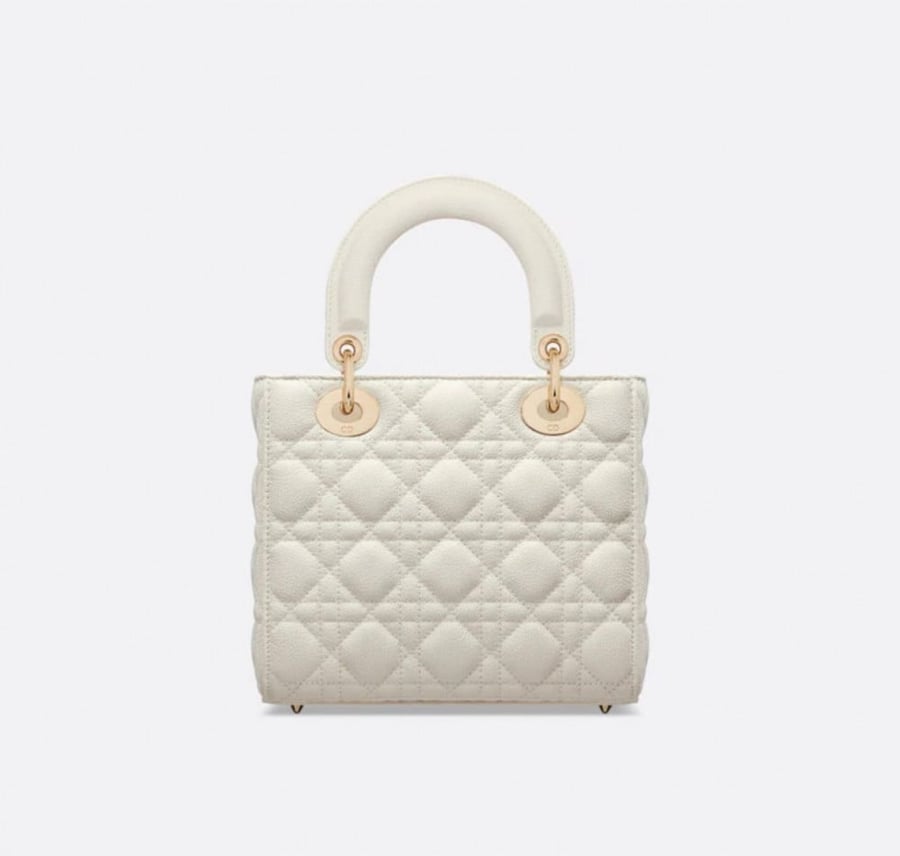 SMALL LADY DIOR BAG Latte Grained Cannage Calfskin