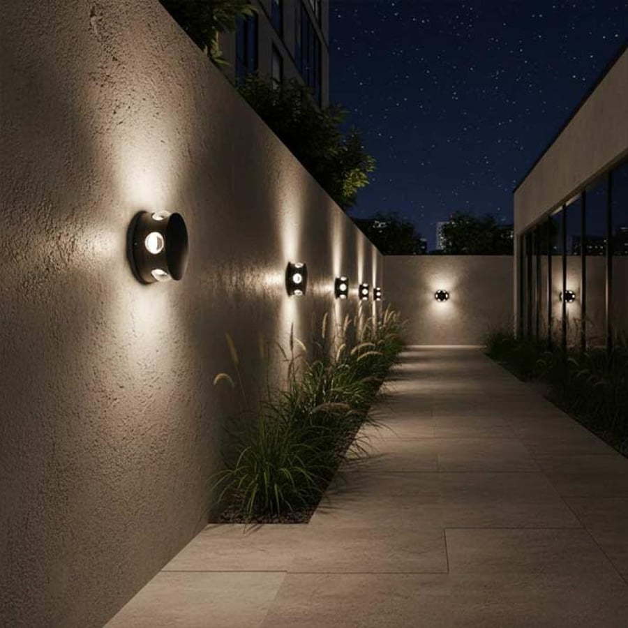 Outdoor eclipse round lens wall sconce - 2377