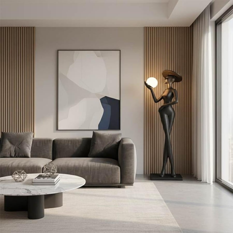 Lexa Figurine Black Floor Lamp 188x50x25cm F3002-B
