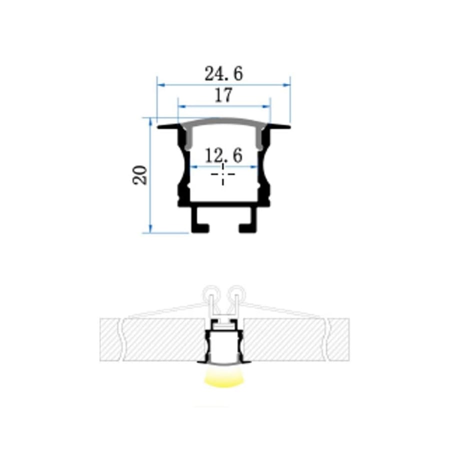 Recessed aluminum profile with lip 2.4 cm 2419