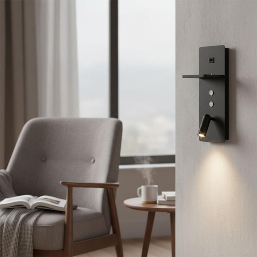 ابليك قراءه اسود مستطيل مع قاعده شحن USB ليد اوسرام 3 وات-W33033