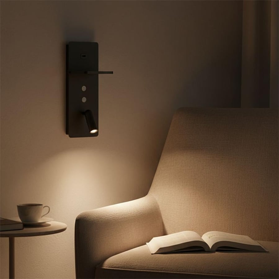 ابليك قراءه اسود مستطيل مع قاعده شحن USB ليد اوسرام 3 وات-W33033