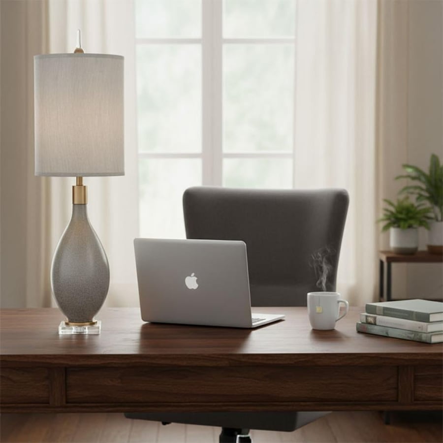 E27 D3637 Grey Crystal Green Lampshade
