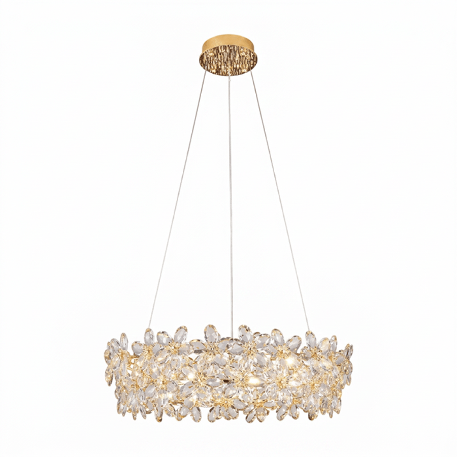 Juri crystal gold chandelier, led and wormlite 9520