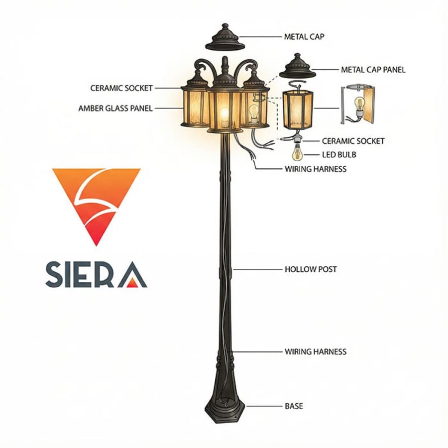 عامود ثلاثي خارجي هانق حجري مائي 2.28متر SG6401-3