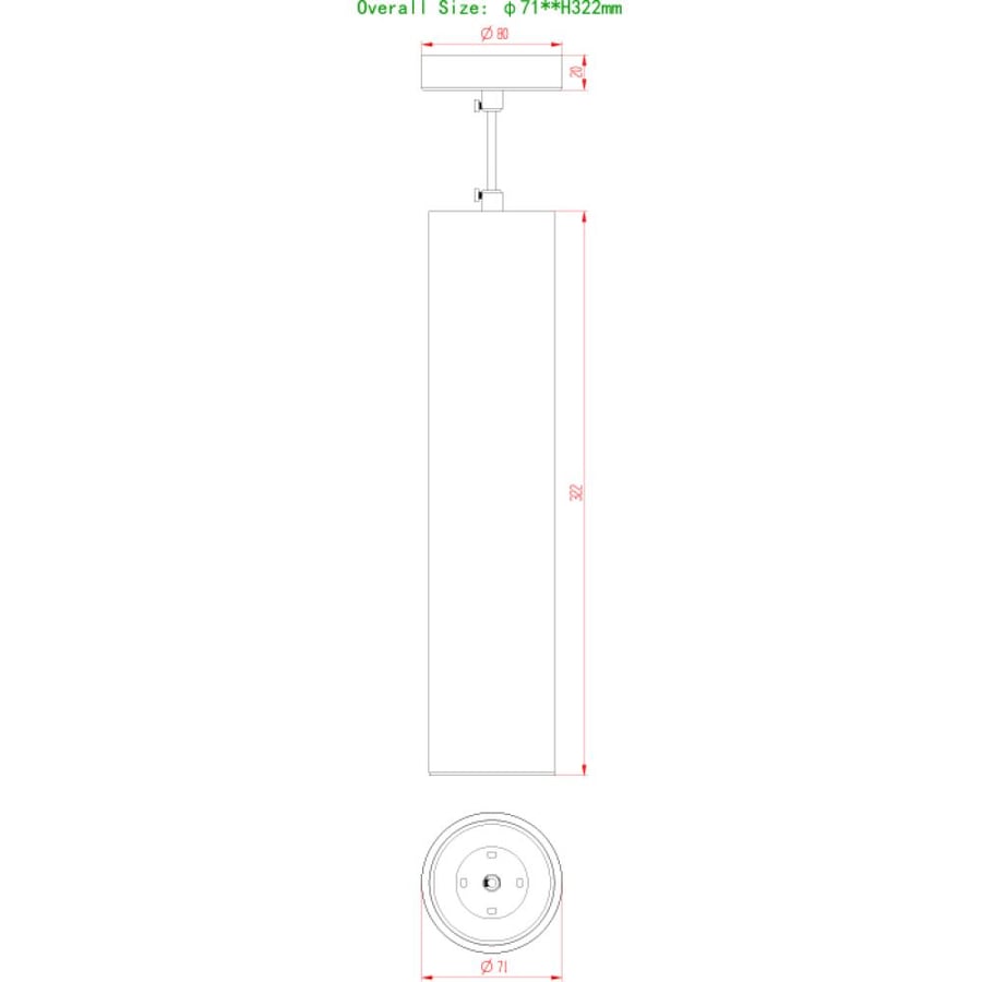 Aluminum Tube Pendant, GU10 Adjustable, Model 7132-AB-M