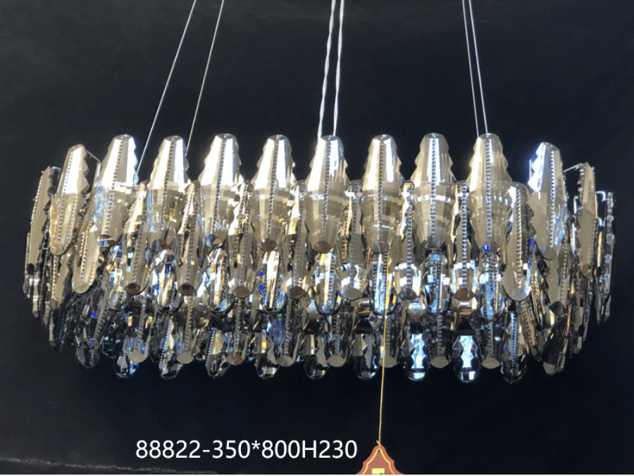 ثريا نيو كلاسيك مستطيل 35*80سم كريستال ومعدن 88822