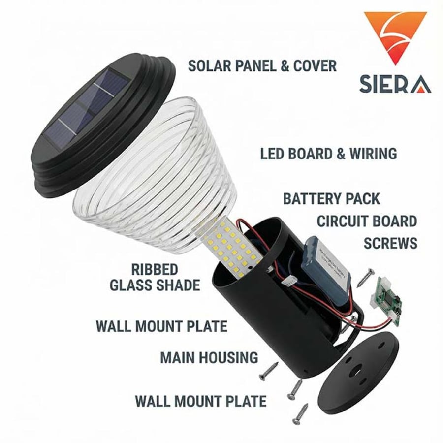 Modern black ribbed wall lamp B2408