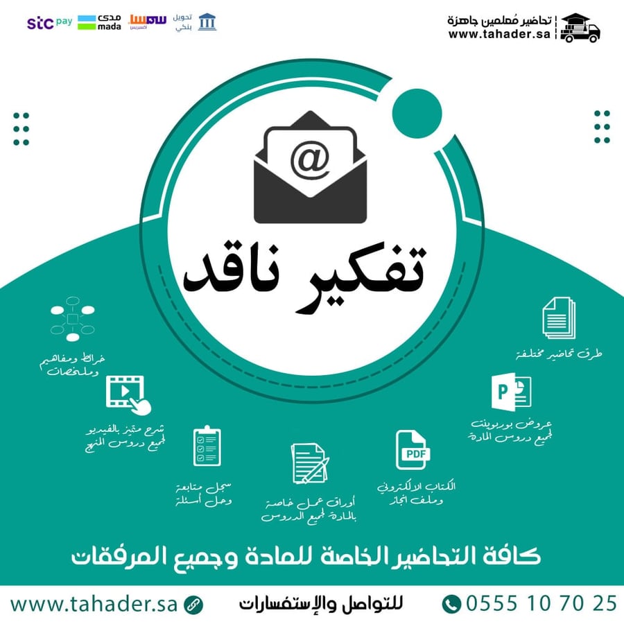 تحضير مادة تفكير ناقد ثالث متوسط الفصل الدراسي الثاني