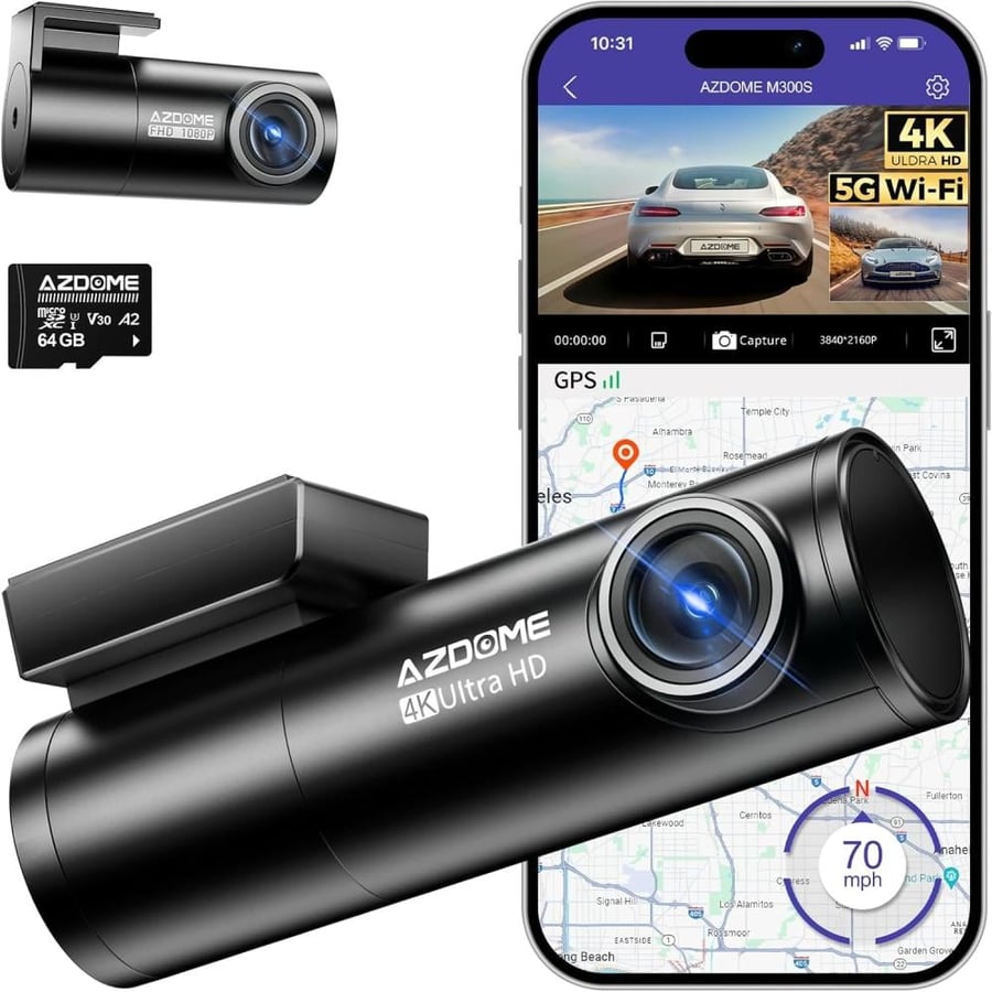 داش كام ازدوم كاميرا سيارة AZDOME M300S 4k DASHCAM CAR نون امازون NOON
