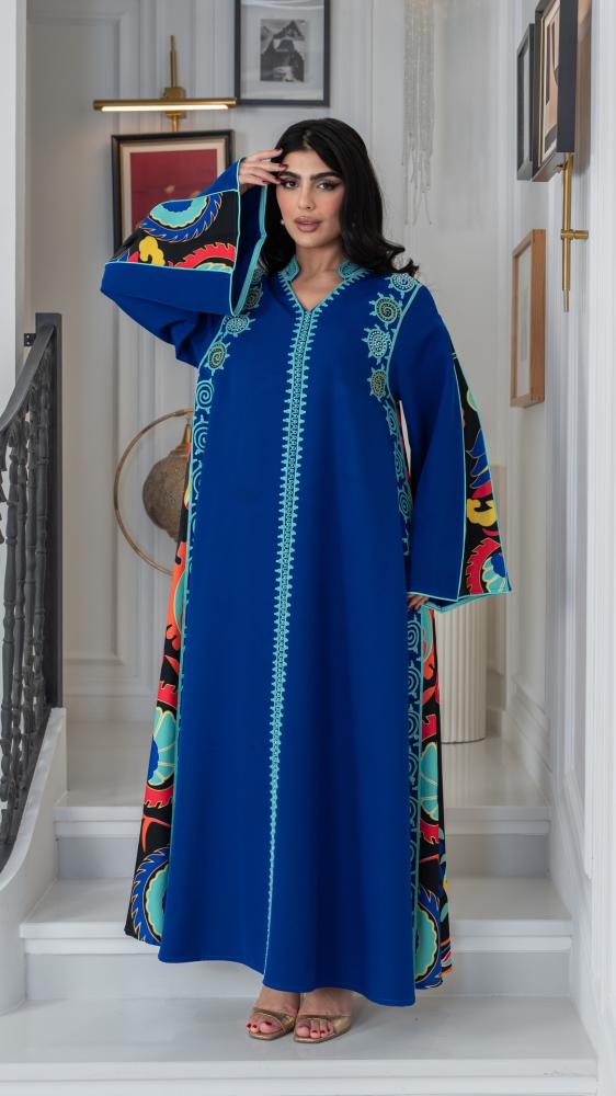 Colorful patterned thobe from the back