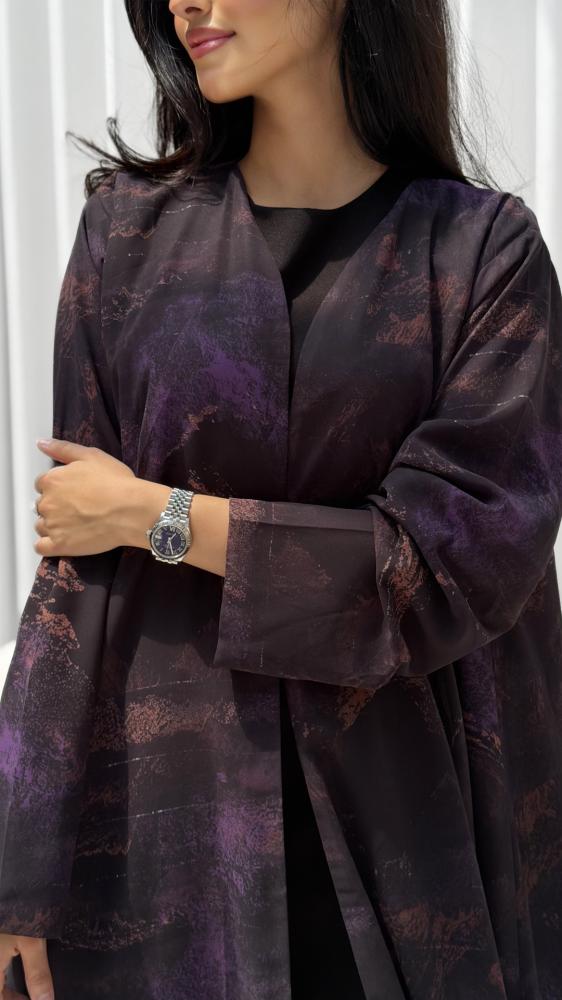 عباية شيفون ملونة دبل فيس