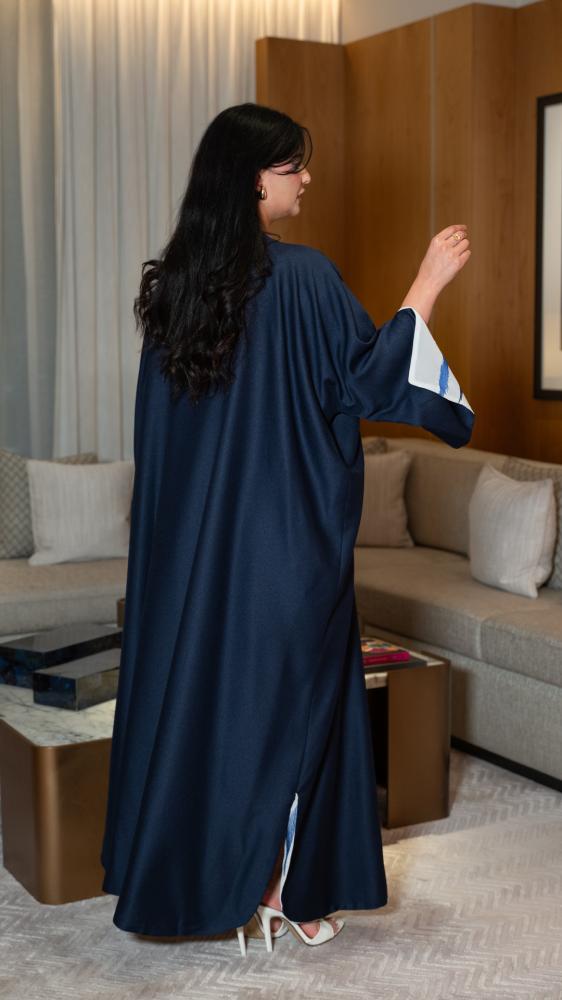 جلابية مغربي كحلي مبطنة