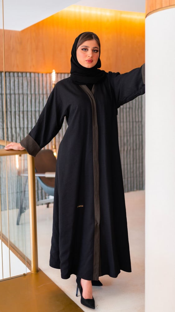 عبايه وجهين زيتي وأسود