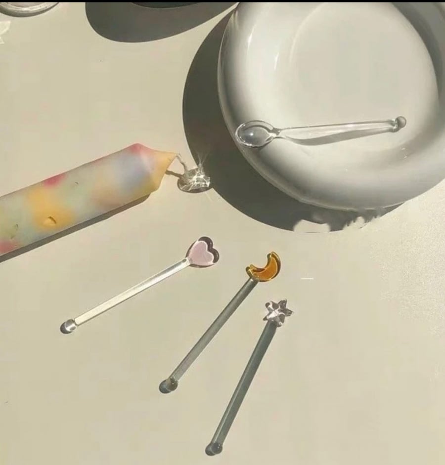 Mixing Stick Stir Glass Flower  - عصا تحريك زجاجية نجمة