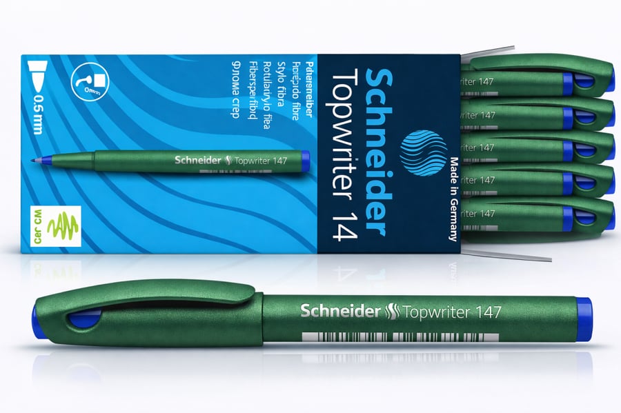 Schneider Topwriter 147 Fiberpen – Blue – 0.6 mm – Made in Germany - Pieces