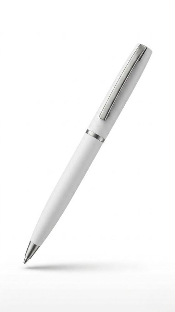 قلم حبر جاف أبيض معدني فاخر بآلية لف (Premium White Metal Twist Pen)