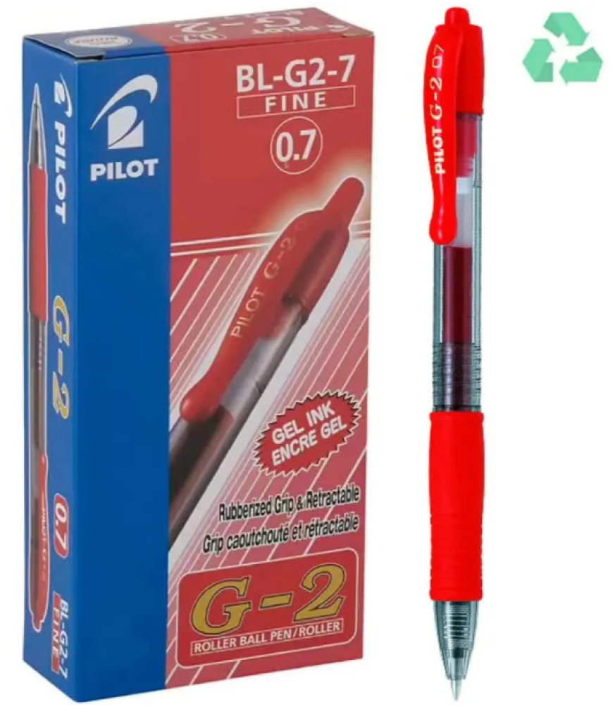 قلم بايلوت G2 حبر جل أحمر – 0.7 مم – صناعة يابانية (حبة)