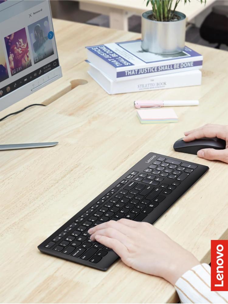 لوحة المفاتيح والفأرة اللاسلكية Lenovo 510 عربي / إنجليزي – إنتاجية احترافية وراحة يومية للمكاتب والشركات